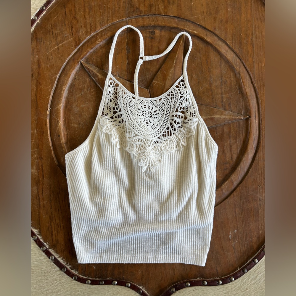 Crochet Ribbed Tank Top by Mudd